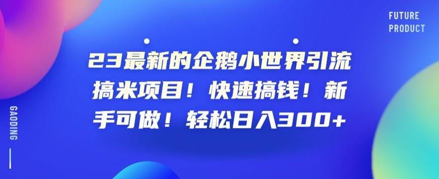 23最新的企鹅小世界引流搞米项目！快速搞钱！新手可做！轻松日入300+【揭秘】-赛德副业库