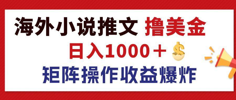 （12333期）最新海外小说推文撸美金，日入1000＋ 蓝海市场，矩阵放大收益爆炸-赛德副业库