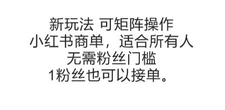 可矩阵操作,小红书商单新玩法,适合所有人,无需粉丝门槛,1粉丝也可以接单-赛德副业库