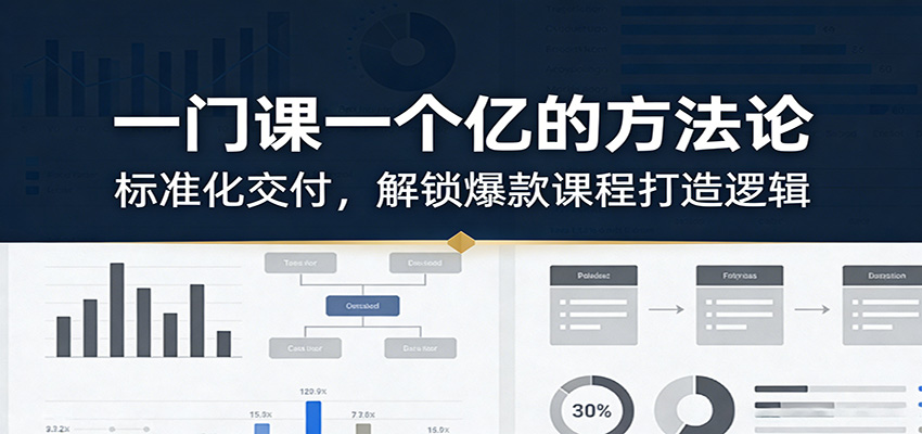 一门课一个亿的方法论:标准化交付,解锁爆款课程打造逻辑-赛德副业库