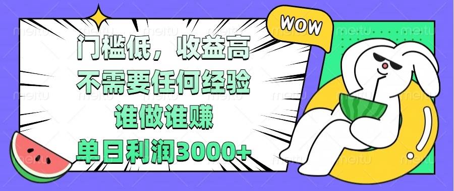 （13651期） 门槛低，收益高，不需要任何经验，谁做谁赚，单日利润3000+-赛德副业库