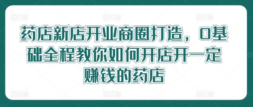 药店新店开业商圈打造，0基础全程教你如何开店开一定赚钱的药店-赛德副业库