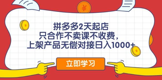 （11939期）拼多多2天起店，只合作不卖课不收费，上架产品无偿对接日入1000+-赛德副业库