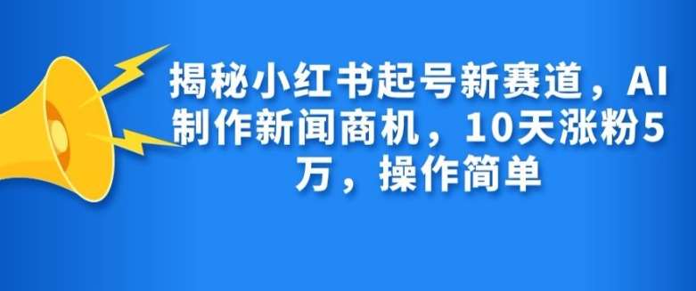 揭秘小红书起号新赛道，AI制作新闻商机，10天涨粉1万，操作简单-赛德副业库