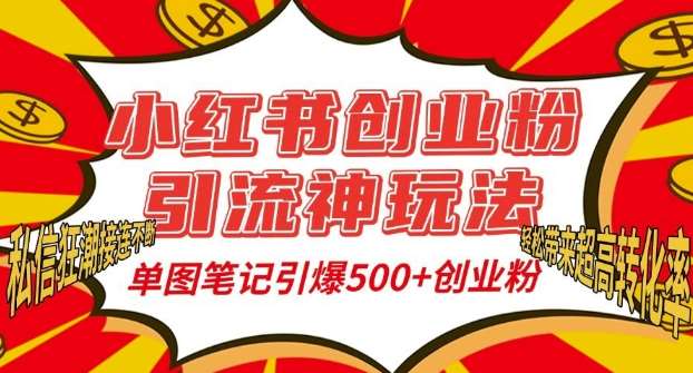 小红书创业粉引流神玩法，单图笔记引爆500+精准创业粉丝，私信狂潮接连不断-赛德副业库