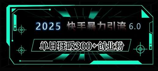 2025年快手6.0保姆级教程震撼来袭，单日狂吸300+精准创业粉-赛德副业库