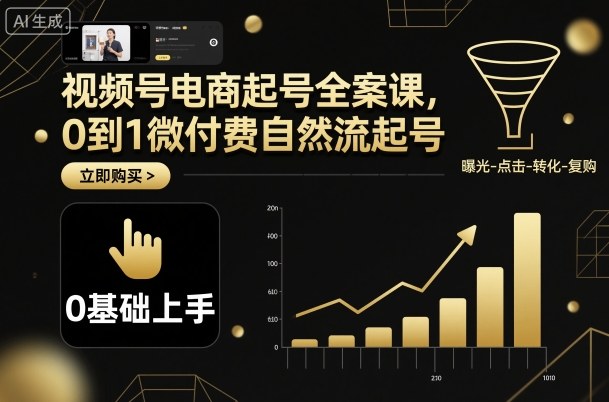 视频号电商起号全案课，0到1微付费自然流起号-赛德副业库
