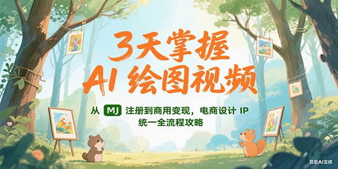 3天掌握AI绘图视频，从MJ 注册到商用变现，电商设计IP统一全流程攻略-赛德副业库