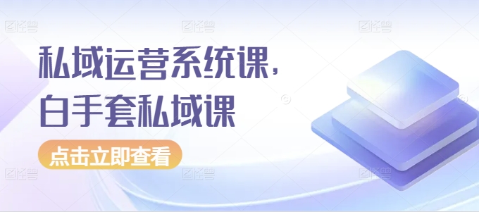 私域运营系统课，白手套私域课-赛德副业库