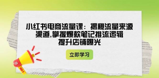 小红书电商流量课：揭秘流量来源渠道,掌握爆款笔记推流逻辑,提升店铺曝光-赛德副业库