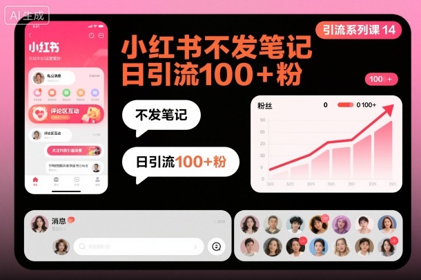 引流系列课14：小红书不发笔记日引流100+粉-赛德副业库