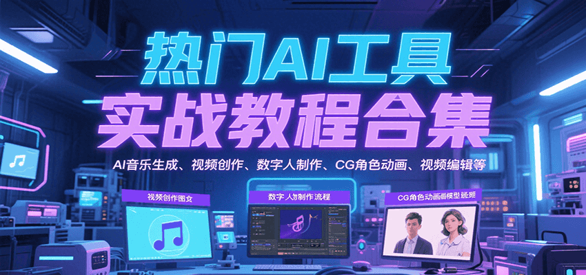 热门AI工具实战教程合集，AI音乐生成、视频创作、数字人制作、CG角色动画、视频编辑等-赛德副业库