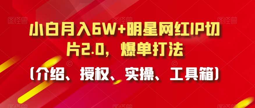 小白月入6W+明星网红IP切片2.0，爆单打法（介绍、授权、实操、工具箱）【揭秘】-赛德副业库