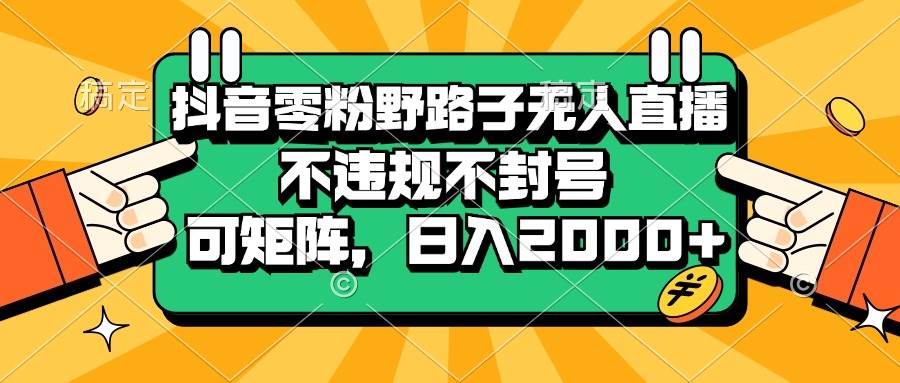 （13336期）抖音零粉野路子无人直播，不违规不封号，可矩阵，日入2000+-赛德副业库