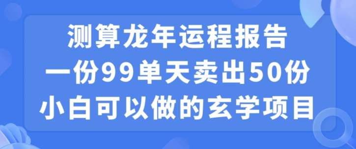 小白可做的玄学项目,出售”龙年运程报告”一份99元单日卖出100份利润9900元,0成本投入【揭秘】-赛德副业库