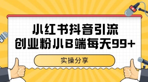 小红书抖音创业粉,小B端粉自热 日引99+的一个玩法【揭秘】-赛德副业库