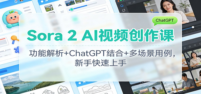 Sora 2 AI视频创作课:功能解析+ChatGPT结合+多场景用例,新手快速上手-赛德副业库