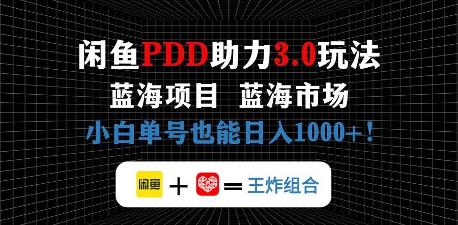 （14516期）闲鱼卖拼多多助力项目，蓝海市场新手也能单号日入1000+-赛德副业库