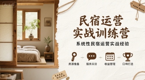 民宿运营实战训练营,系统性民宿运营实战经验-赛德副业库