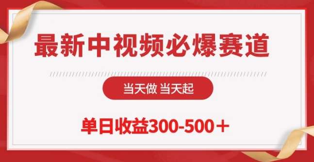 最新中视频必爆赛道，当天做当天起，单日收益300-500+【揭秘】-赛德副业库