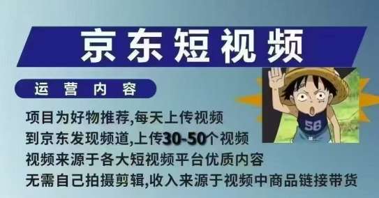 京东短视频带货课,无需自己拍摄剪辑,保姆式教学,两天快速上手-赛德副业库