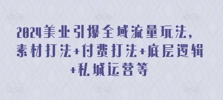2024美业引爆全域流量玩法，素材打法 付费打法 底层逻辑 私城运营等-赛德副业库