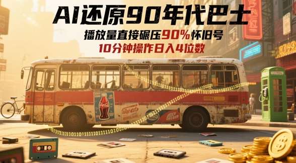 AI还原90年代巴士,一帧就让70后泪崩,播放量直接碾压90%怀旧号,每天操作十分钟,日入四位数-赛德副业库