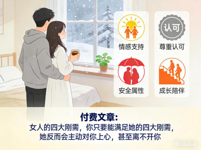付费文章:女人的四大刚需,你只要能满足她的四大刚需,她反而会主动对你上心,甚至离不开你-赛德副业库