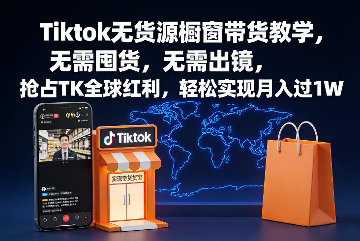 Tiktok无货源橱窗带货教学,无需囤货,无需出镜,抢占TK全球红利,轻松实现月入过1W-赛德副业库