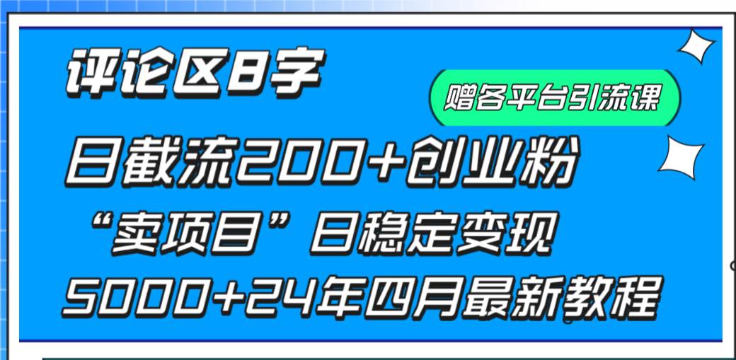 （9851期）评论区8字日载流200+创业粉  日稳定变现5000+24年四月最新教程！-赛德副业库