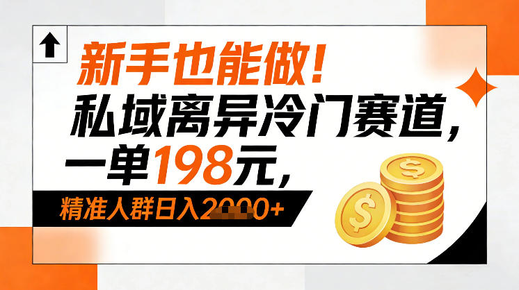 新手也能做！私域离异冷门赛道，一单198，精准人群日入1k+-赛德副业库
