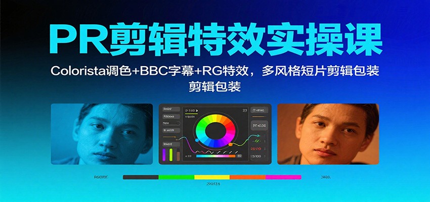 PR剪辑特效实操课：Colorista调色+BBC字幕+RG特效，多风格短片剪辑包装-赛德副业库