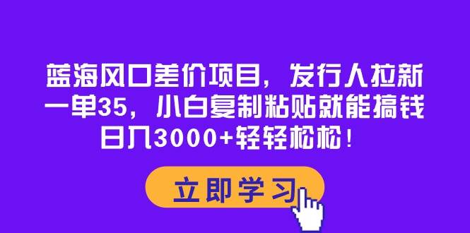 （10272期）蓝海风口差价项目，发行人拉新，一单35，小白复制粘贴就能搞钱！日入30…-赛德副业库