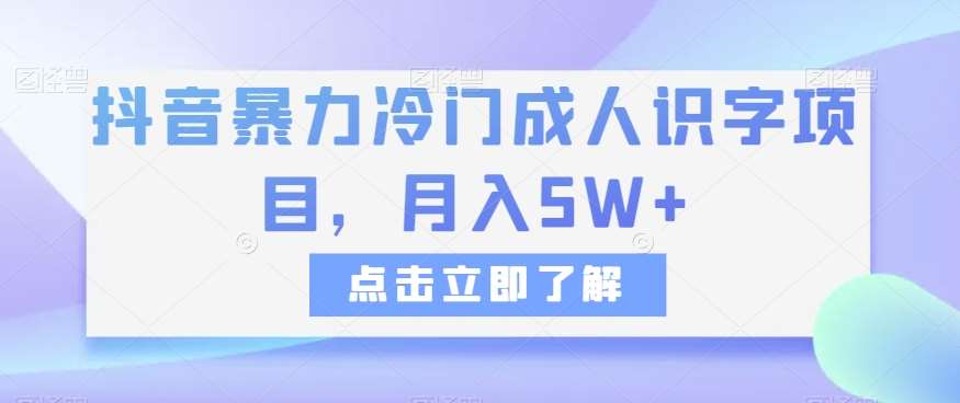 抖音暴力冷门成人识字项目，月入5W+【揭秘】-赛德副业库
