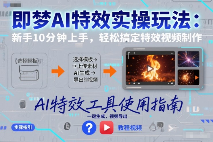 即梦AI特效实操玩法:新手10分钟上手,轻松搞定特效视频制作-赛德副业库