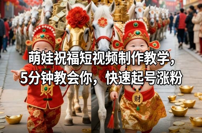 萌娃祝福短视频制作教学,5分钟教会你,快速起号涨粉-赛德副业库