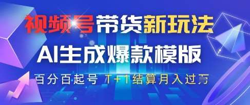 视频号带货新玩法，AI生成，百分百原创爆款模版，百分百起号，高佣商品T+1结算月入过W【揭秘】-赛德副业库