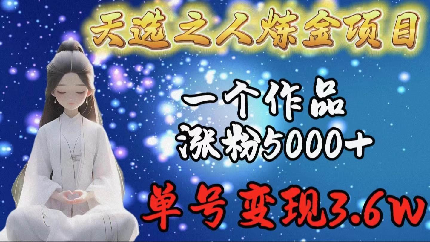 (9693期)天选之人炼金项目,一个作品涨粉5000+,单号变现3.6w-赛德副业库