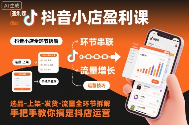 抖音小店盈利课-选品-上架-发货-流量全环节拆解，手把手教你搞定抖店运营-赛德副业库