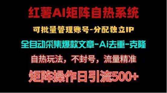 红薯矩阵自热系统，独家不死号引流玩法！矩阵操作日引流500+-赛德副业库