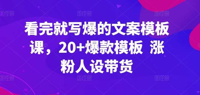 看完就写爆的文案模板课，20+爆款模板  涨粉人设带货-赛德副业库