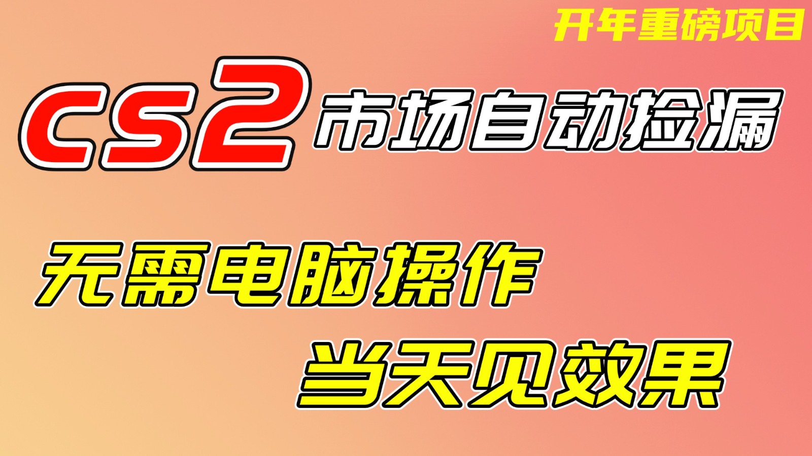 CS2市场挂机项,无需电脑操作,无需进入游戏,当天见效果,支持任何形式验证-赛德副业库