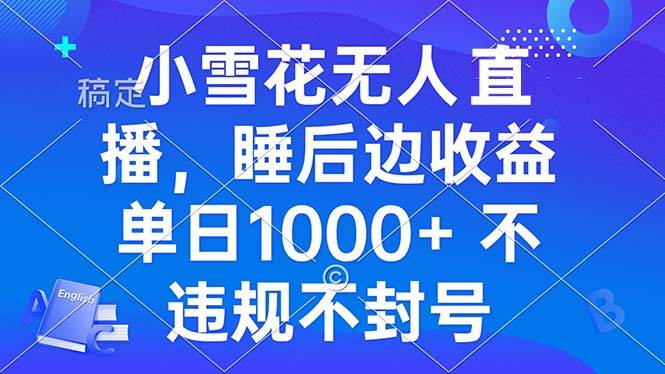 （13491期）小雪花无人直播 睡后收益单日1000+ 零粉丝新号开播 不违规 看完就会-赛德副业库