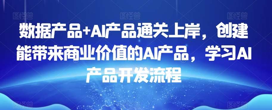 数据产品+AI产品通关上岸，创建能带来商业价值的AI产品，学习AI产品开发流程-赛德副业库