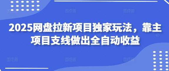 2025网盘拉新项目独家玩法，靠主项目支线做出全自动收益-赛德副业库
