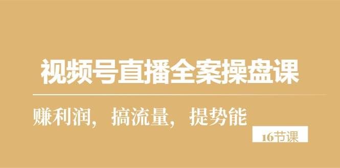 （10207期）视频号直播全案操盘课，赚利润，搞流量，提势能（16节课）-赛德副业库