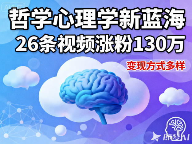 短视频新蓝海，哲学心理学赛道，26条视频涨粉130W，变现方式多样-赛德副业库