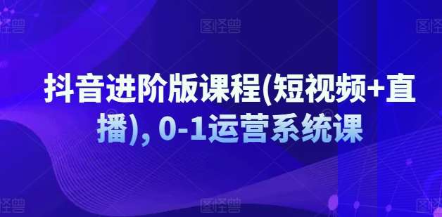 抖音进阶版课程(短视频+直播), 0-1运营系统课-赛德副业库