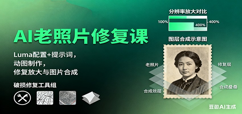 AI老照片修复课:Luma配置+提示词,动图制作,修复放大与图片合成-赛德副业库