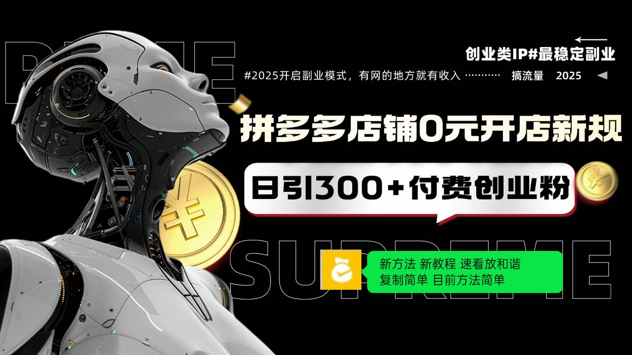 （14092期）拼多多店铺0元开店新规，日引300+付费创业粉，目前方法简单复制粘贴可矩阵-赛德副业库